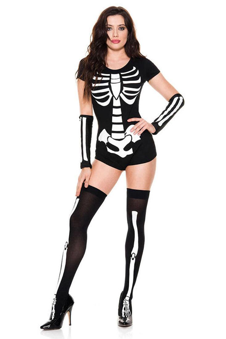 Sexy Black White Skeleton 3 Pc Costume - AMIClubwear