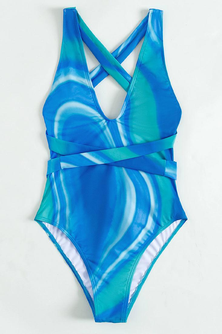 Sexy Blue Multi Colored Monokini - AMIClubwear