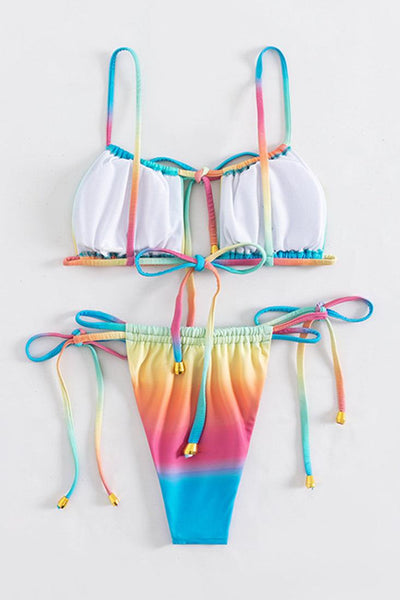 Sexy Gradient Rainbow Print 2pc Bikini - AMIClubwear