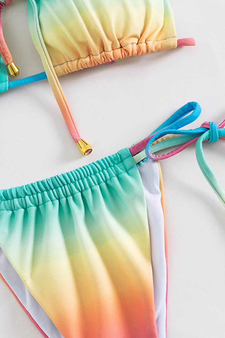 Sexy Gradient Rainbow Print 2pc Bikini - AMIClubwear