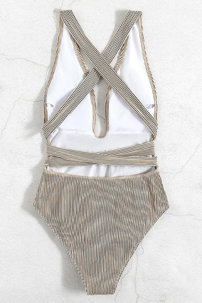 Sexy Khaki Monokini With Long Tie Straps - AMIClubwear