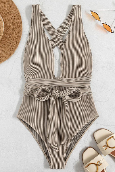 Sexy Khaki Monokini With Long Tie Straps - AMIClubwear