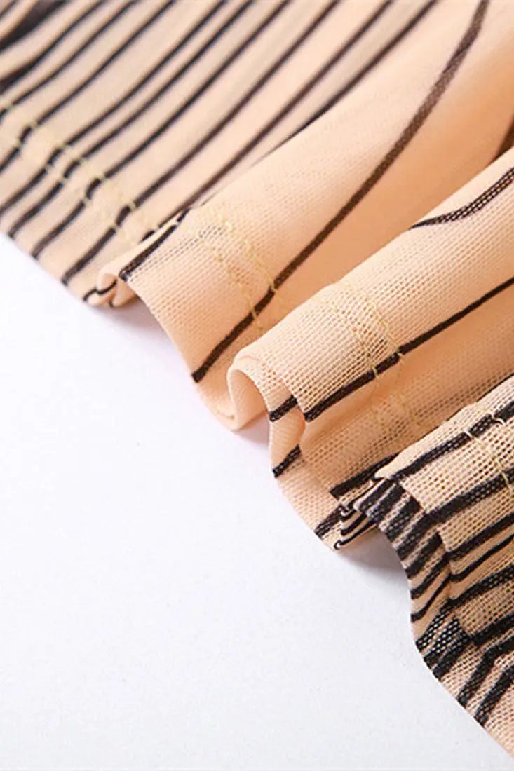 Sexy Nude Dress With Black Line Design – AMIClubwear