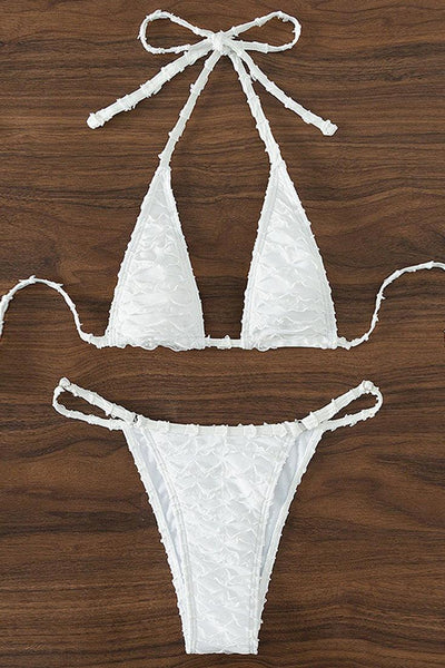 Sexy White Ruffled 2pc Cheeky Bikini Set - AMIClubwear