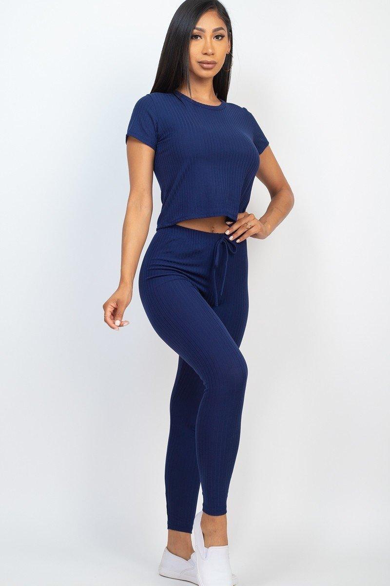 Short Sleeve Top & Leggings Set - AMIClubwear