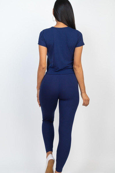 Short Sleeve Top & Leggings Set - AMIClubwear