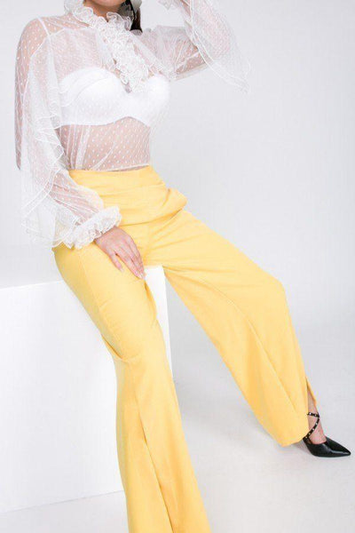 Side Slit Detail Wide Leg Pants - AMIClubwear