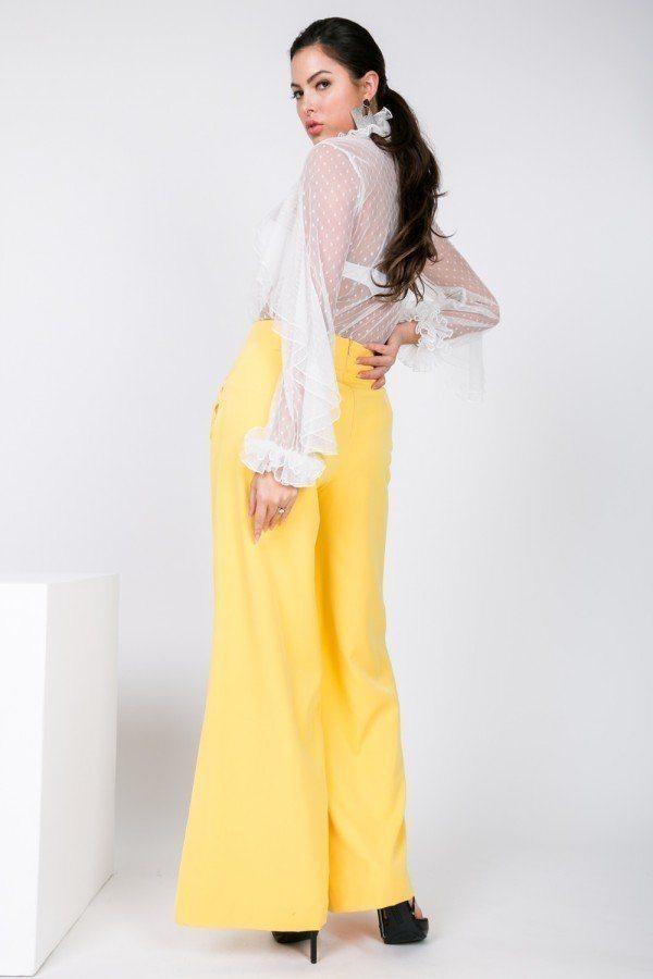 Side Slit Detail Wide Leg Pants - AMIClubwear