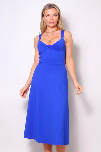 Sleeveless Twist Front A Line Midi Dress - AMIClubwear