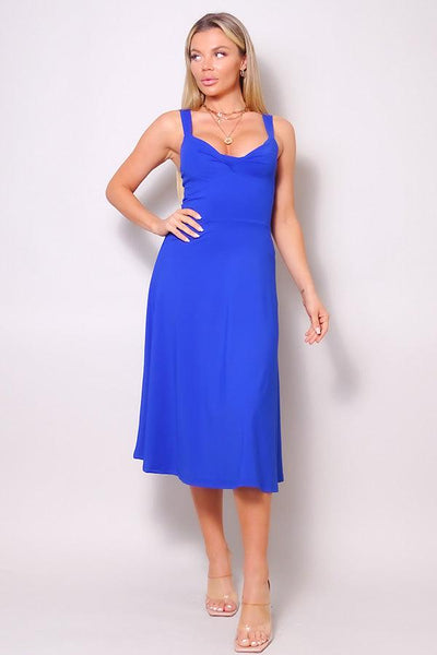 Sleeveless Twist Front A Line Midi Dress - AMIClubwear