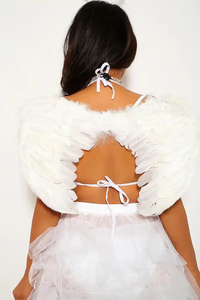 Small White Feather Angel Wings Costume Accessory