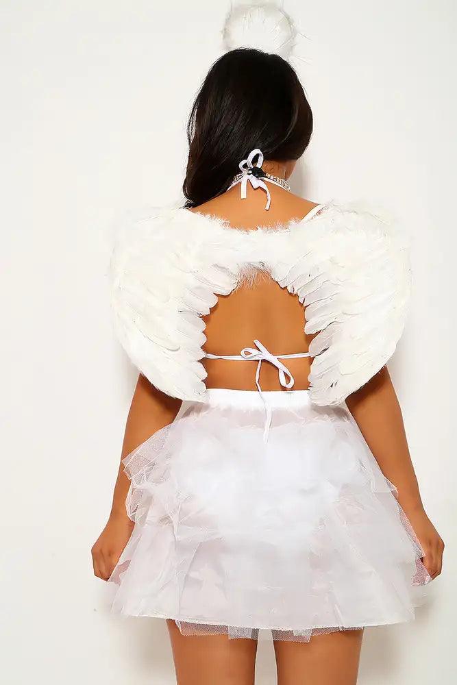 Small White Feather Angel Wings Costume Accessory