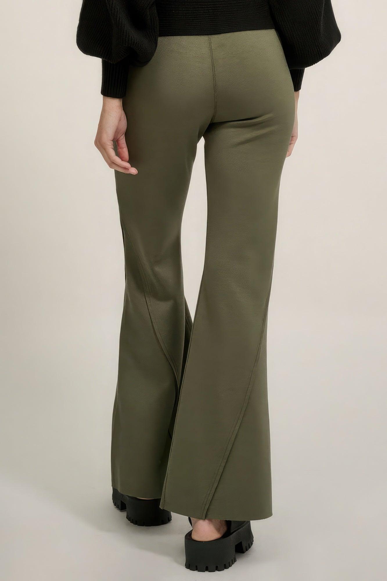 Solid Raw Edge Expose Seam Flare Pants - AMIClubwear