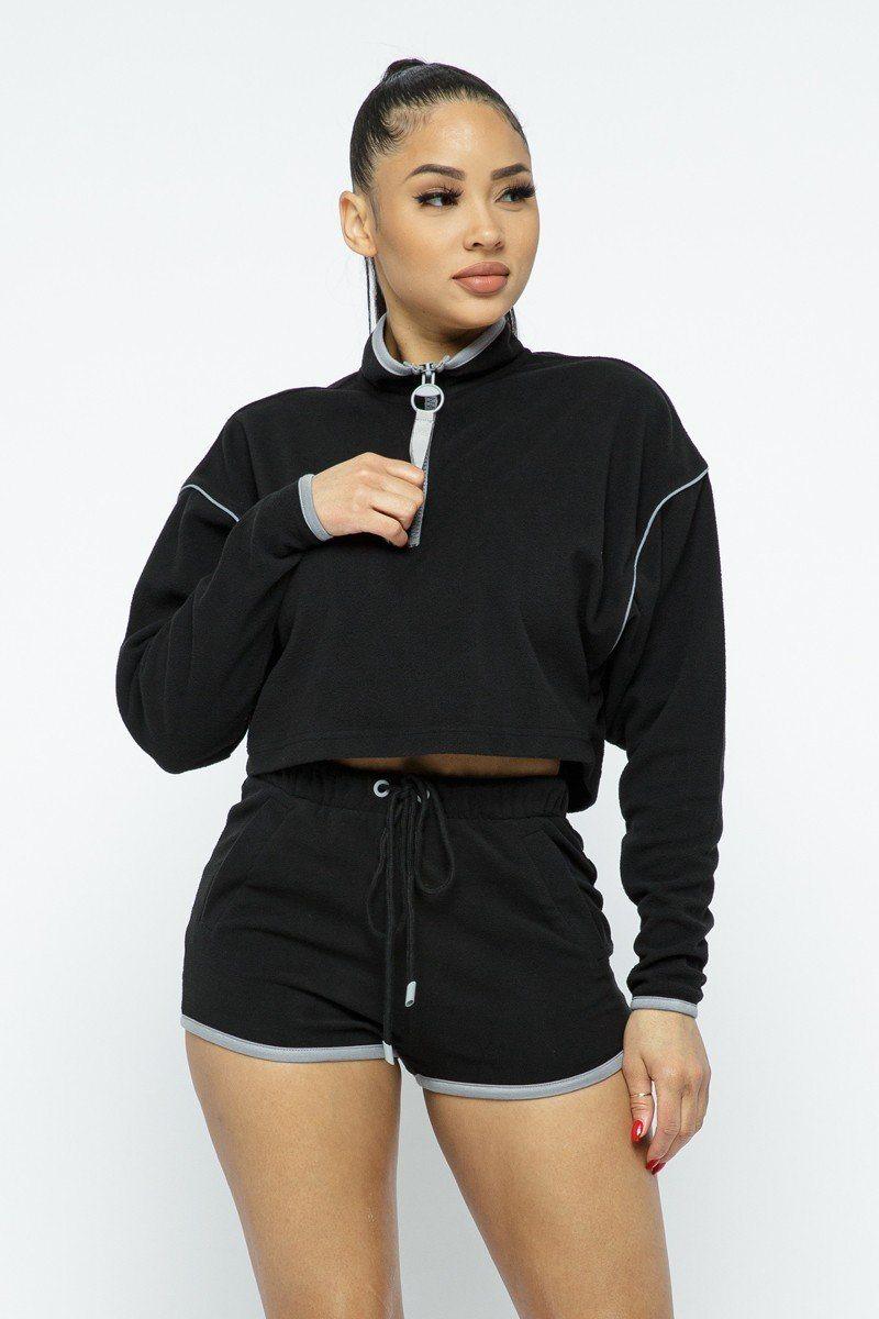 Sporty Crop Top Sporty High-waist Shorts Set - AMIClubwear