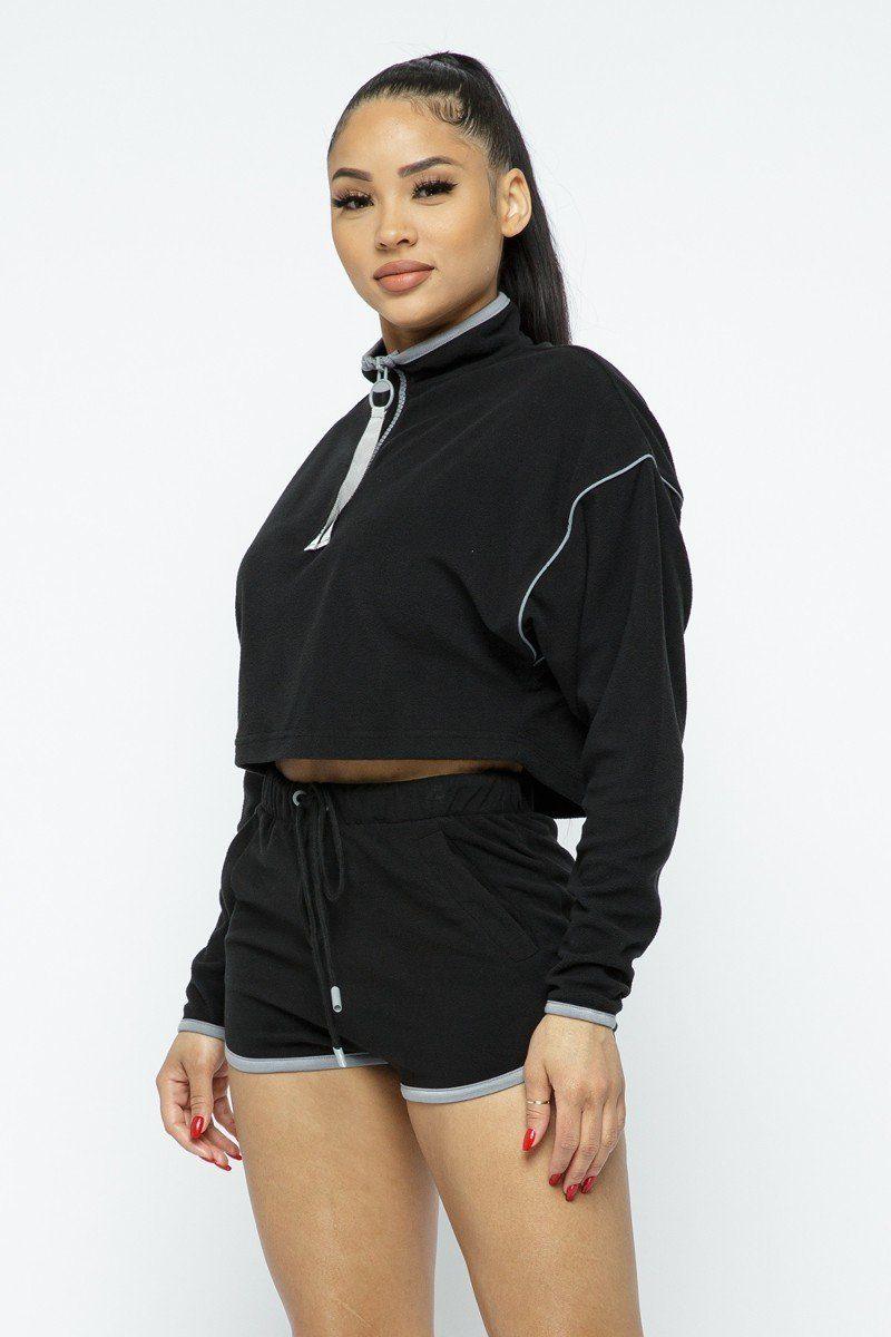 Sporty Crop Top Sporty High-waist Shorts Set - AMIClubwear