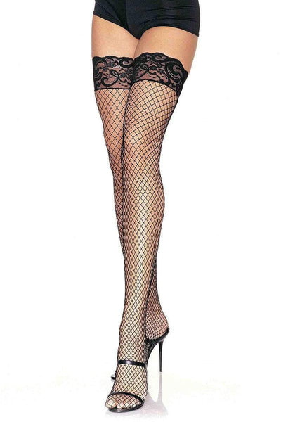 Sexy Black Open Net Lace Thigh High Stockings - AMIClubwear