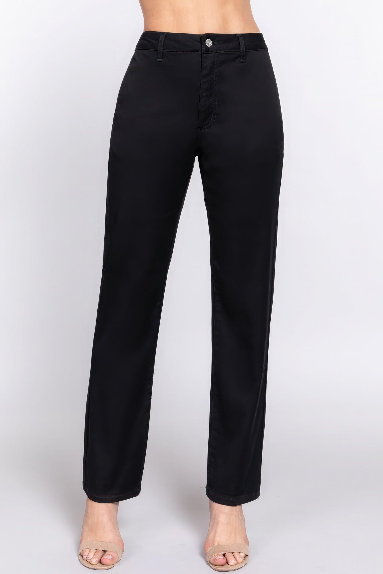 Straight Fit Twill Long Pants - AMIClubwear