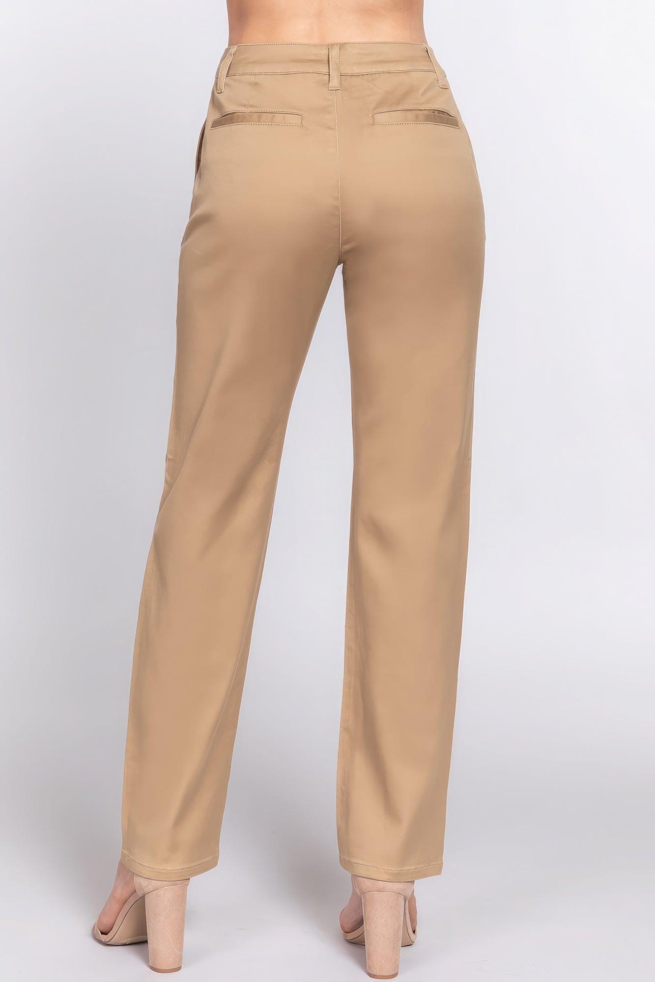 Straight Fit Twill Long Pants - AMIClubwear