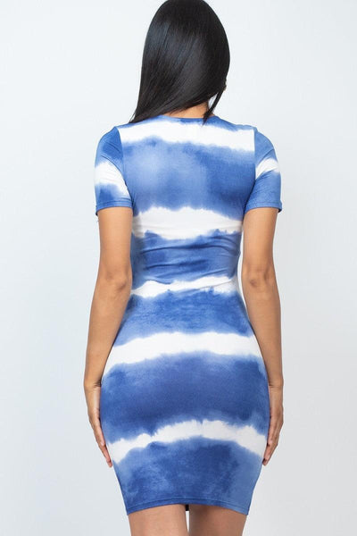 Stripe Tie-dye Printed Midi Dress - AMIClubwear