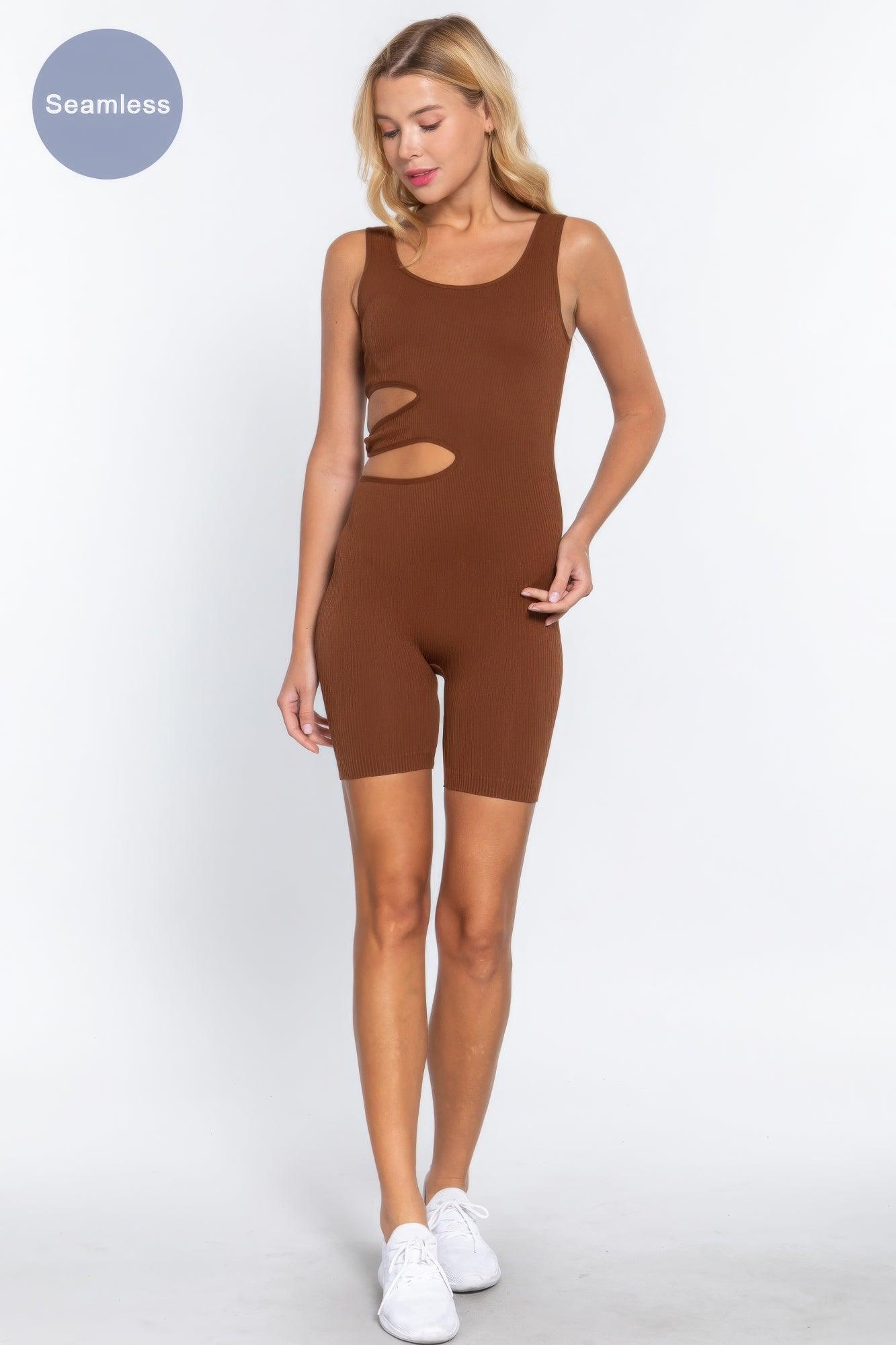 Suave Cut-out Seamless Romper - AMIClubwear