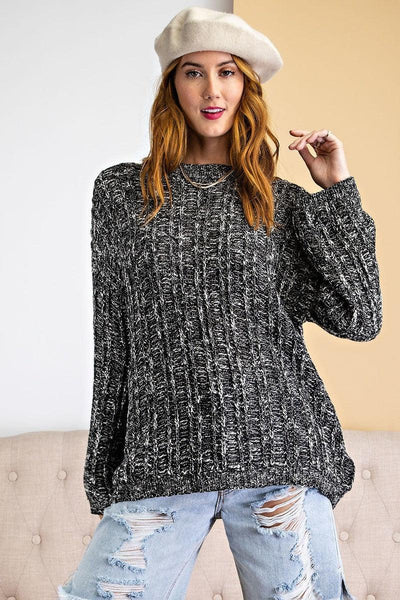 Textured Knitted Sweater - AMIClubwear