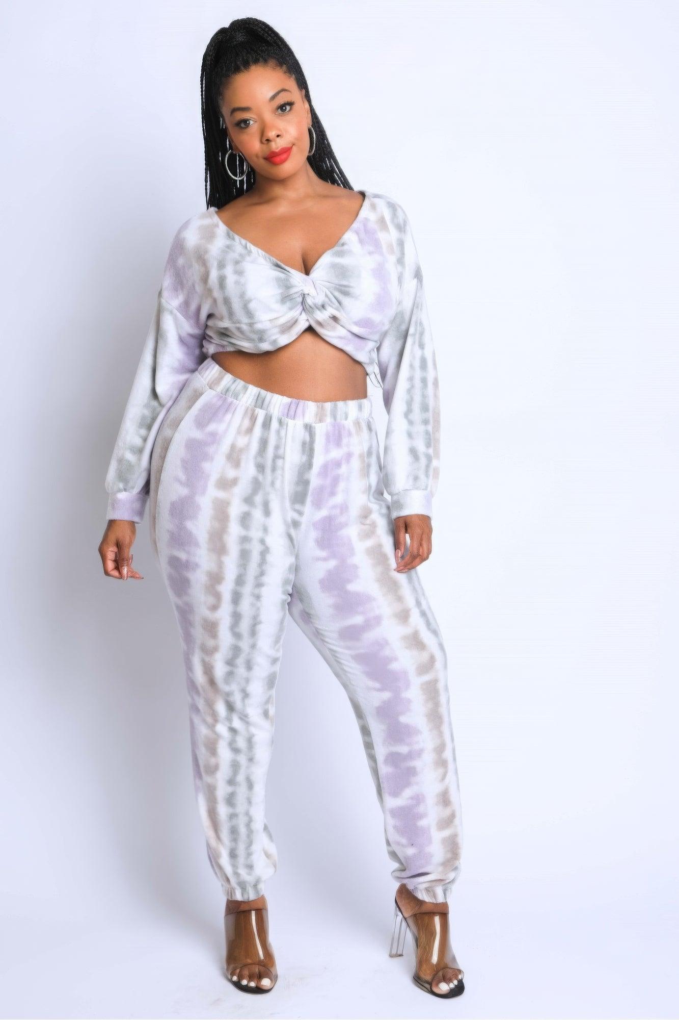 Tie Die Off Shoulder Set - AMIClubwear