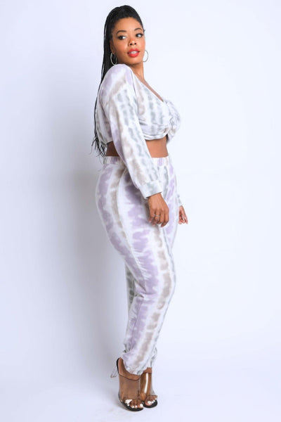 Tie Die Off Shoulder Set - AMIClubwear