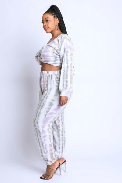 Tie Die Off Shoulder Set - AMIClubwear