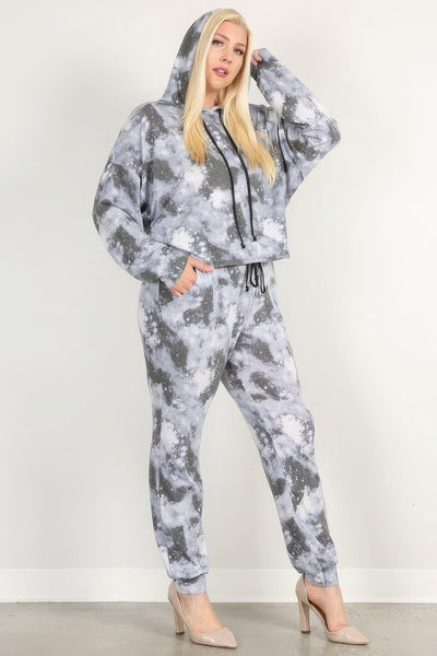 Tie Dye Print Pullover Hoodie And Sweatpants - AMIClubwear