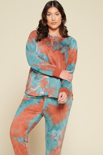 Tie-dye Printed French Terry Knit Loungewear Sets - AMIClubwear