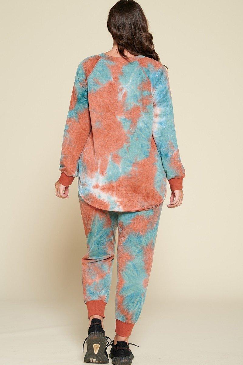 Tie-dye Printed French Terry Knit Loungewear Sets - AMIClubwear