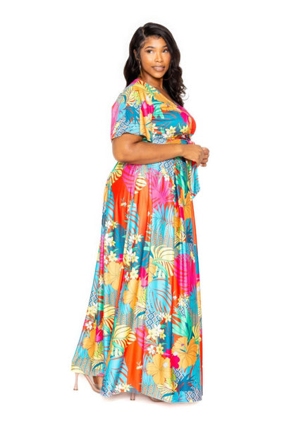 Tropical floral maxi skirt & top set - AMIClubwear