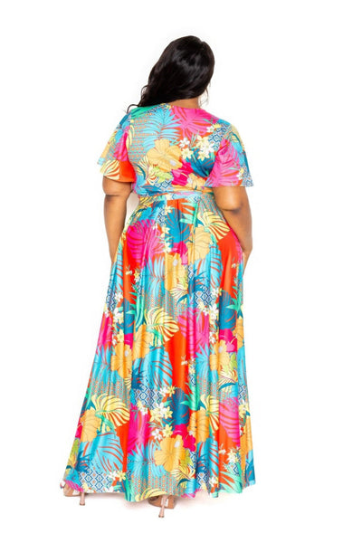 Tropical floral maxi skirt & top set - AMIClubwear