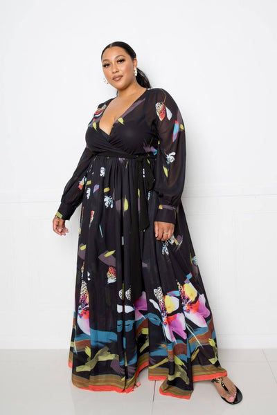 Tropical Print Maxi Dress - AMIClubwear