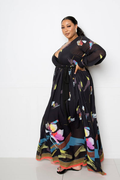 Tropical Print Maxi Dress - AMIClubwear