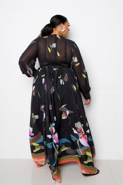 Tropical Print Maxi Dress - AMIClubwear