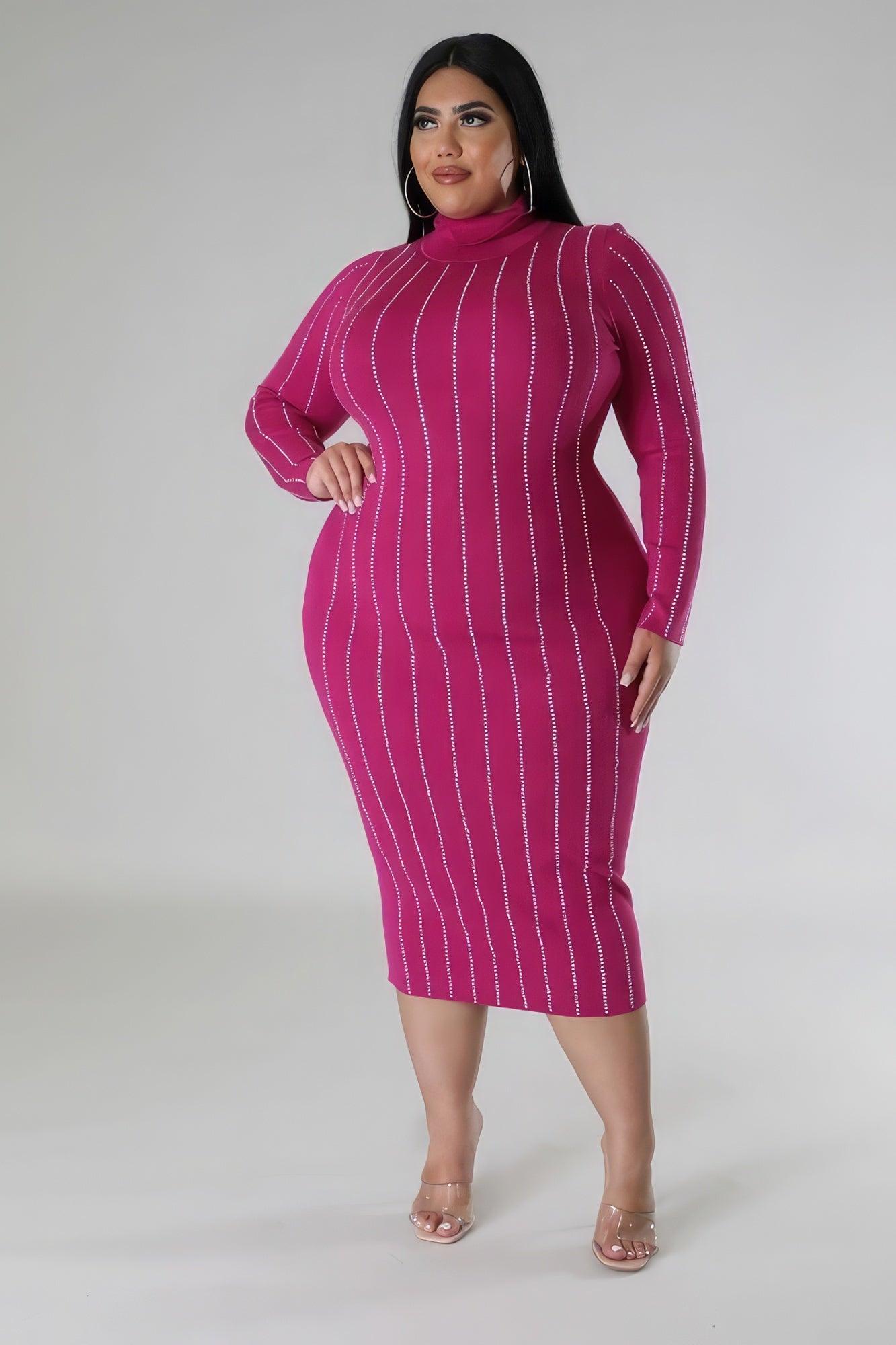 Turtle Neck Stretch Dress - AMIClubwear