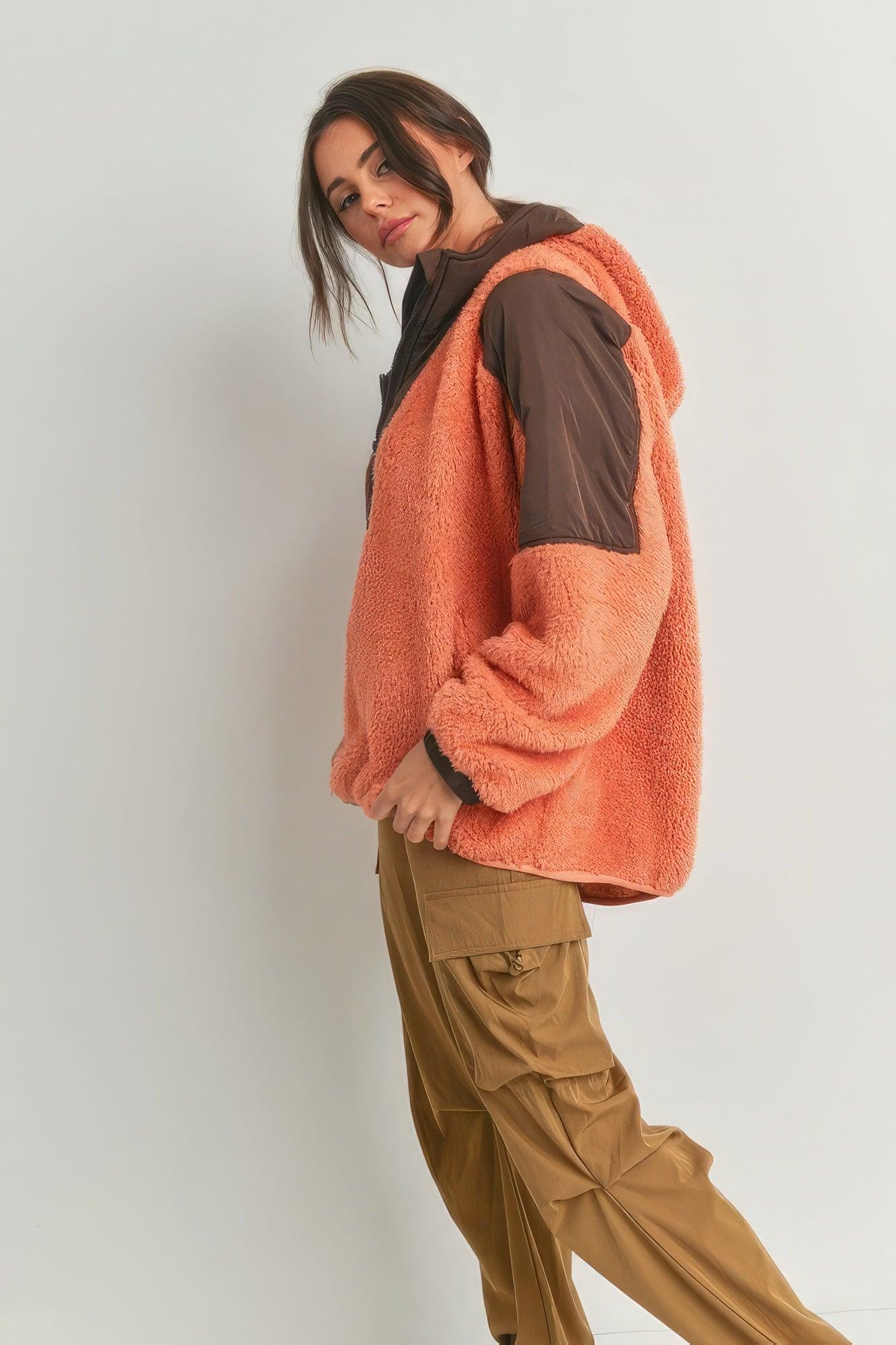 Two-toned Cozy Hooded Sweater - AMIClubwear