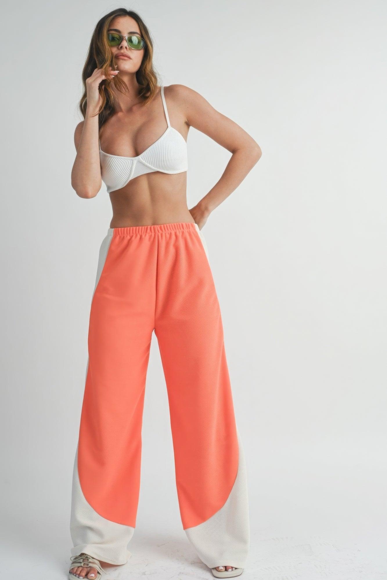 Two Toned Wide Leg Pants - AMIClubwear