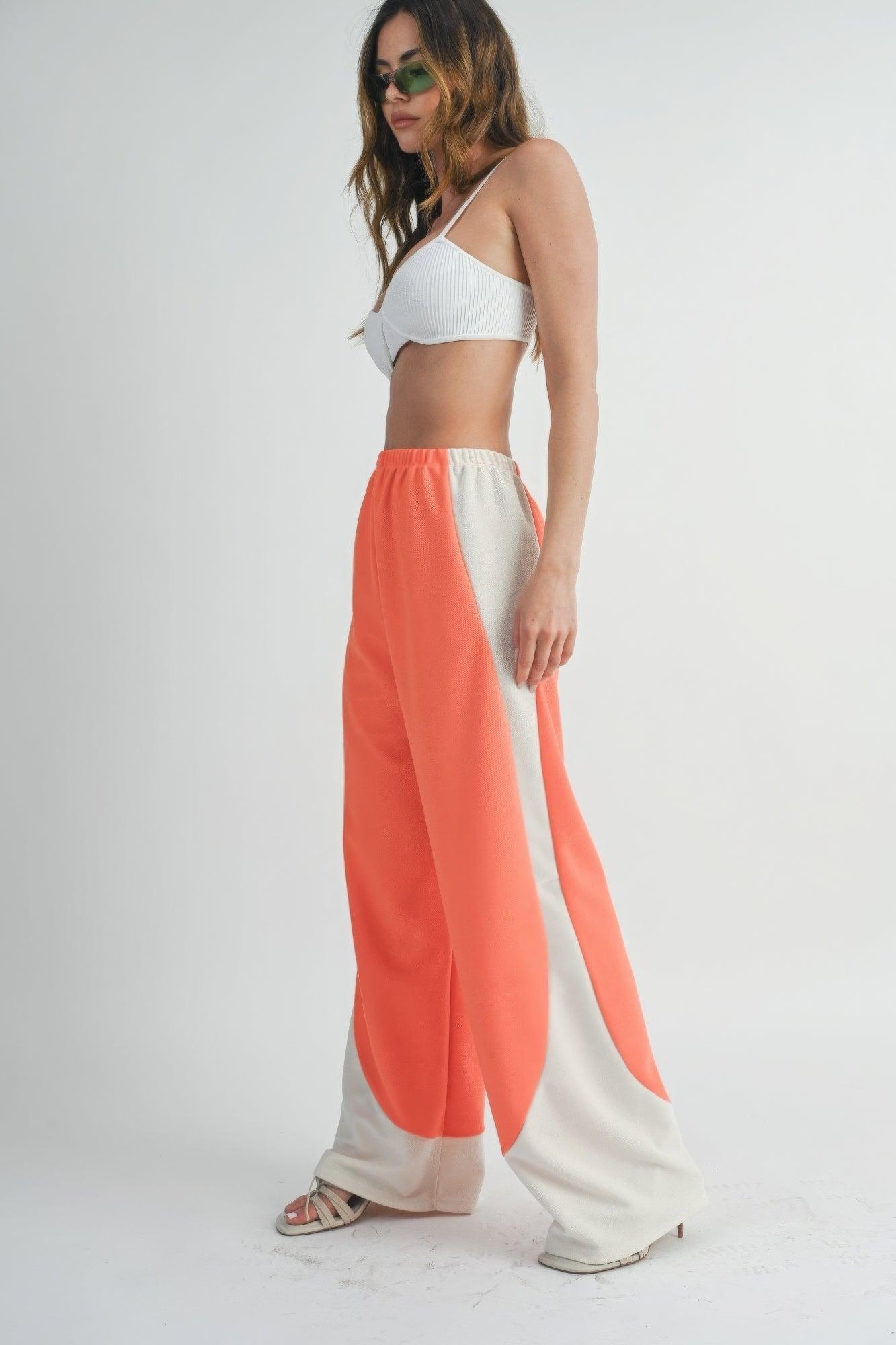 Two Toned Wide Leg Pants - AMIClubwear