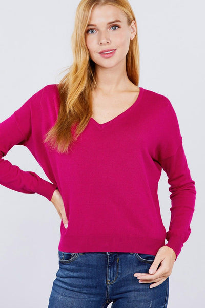 V-neck Back Cross Sweater - AMIClubwear