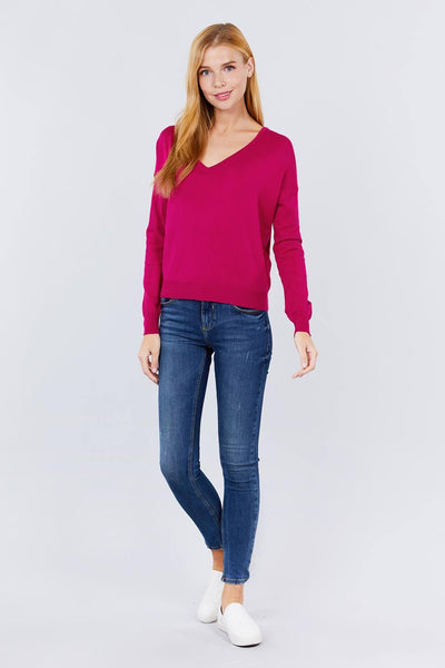 V-neck Back Cross Sweater - AMIClubwear