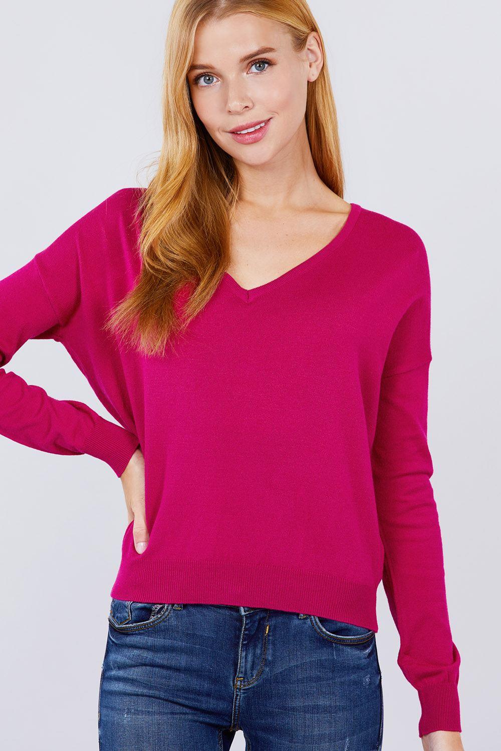 V-neck Back Cross Sweater - AMIClubwear