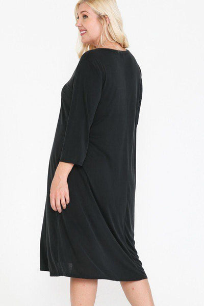 V Neck Hidden Pocket Swing Dress - AMIClubwear