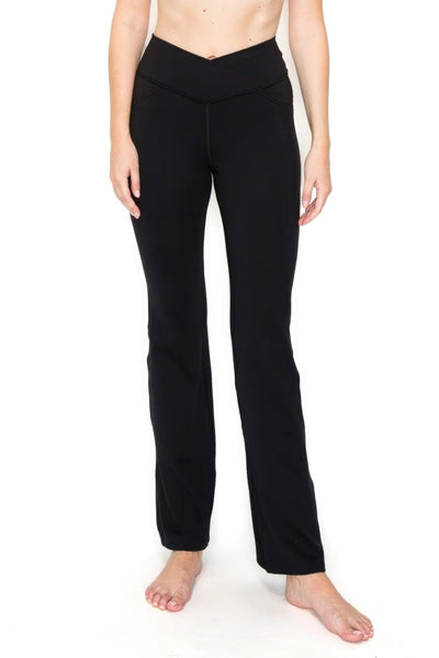 V-waist Mini Flare Yoga Pants - AMIClubwear