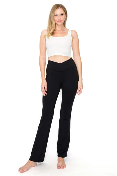 V-waist Mini Flare Yoga Pants - AMIClubwear