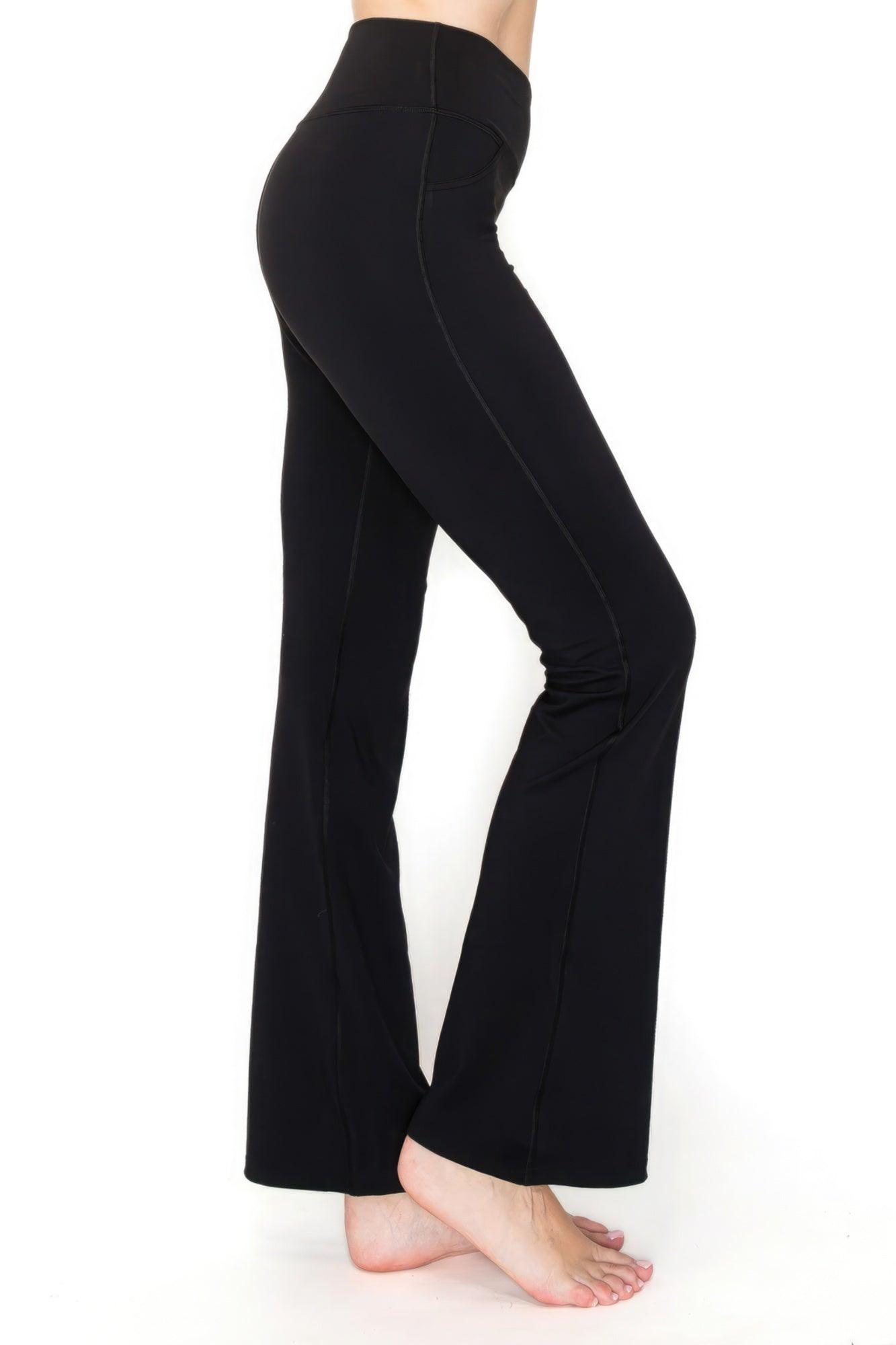 V-waist Mini Flare Yoga Pants - AMIClubwear