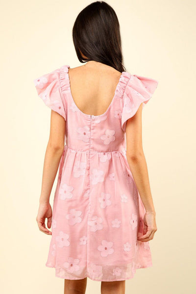 VERY J Flower Embroidered Organza Mini Dress - AMIClubwear