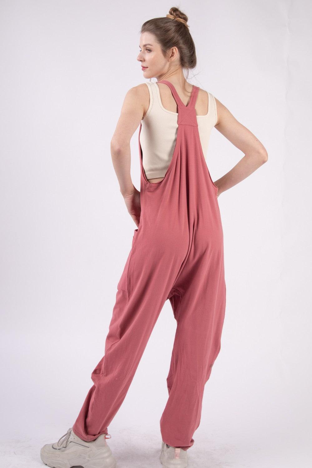 VERY J Plunge Sleeveless Jumpsuit with Pockets - AMIClubwear