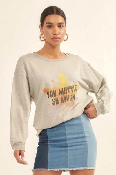 Vintage-style, Multicolor Star French Terry Knit Graphic Sweatshirt - AMIClubwear